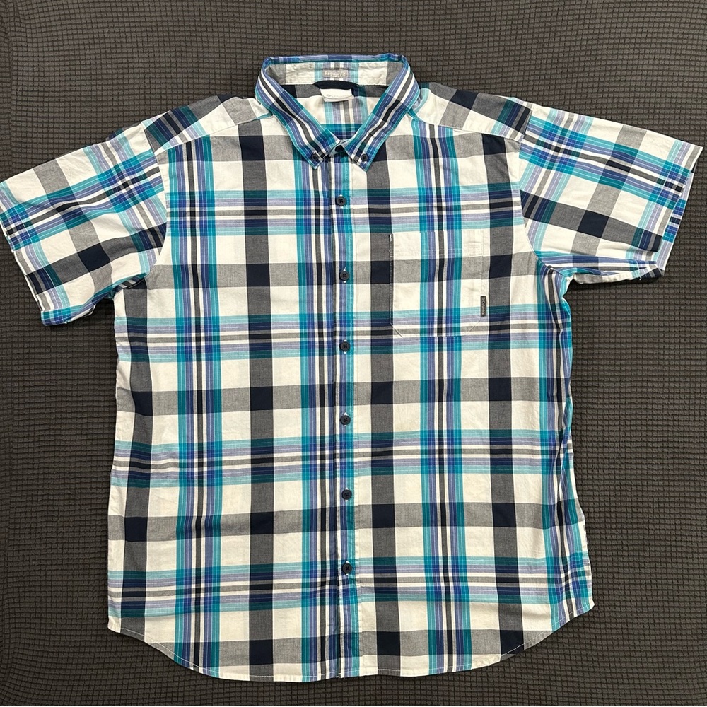 Columbia Regular Fit Plaid Button Down Shirt Mens XL Short Sleeve